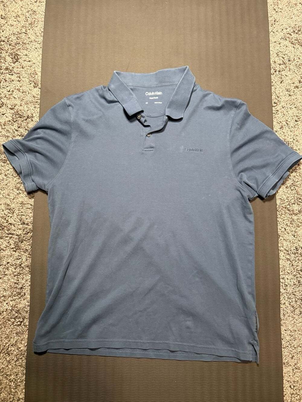 Calvin Klein Men's Liquid Touch Polo Shirt Blue Size Large